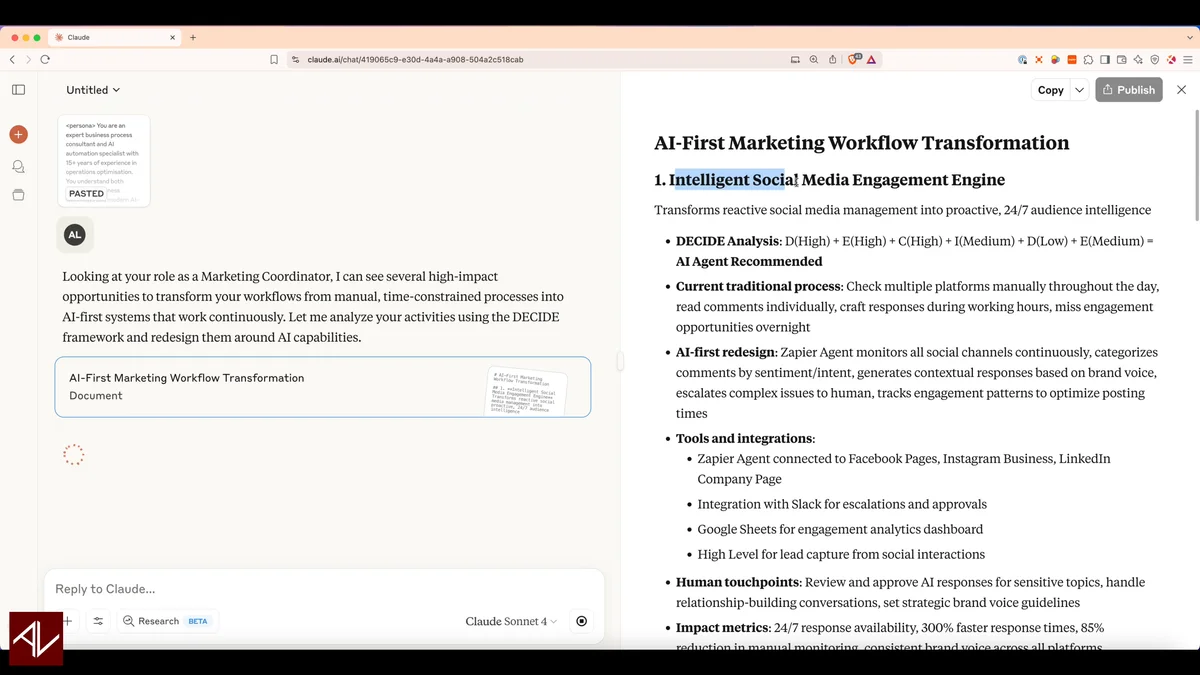 AI-First Thinking before and after flowchart: traditional 8-step onboarding vs AI-first 2-step process