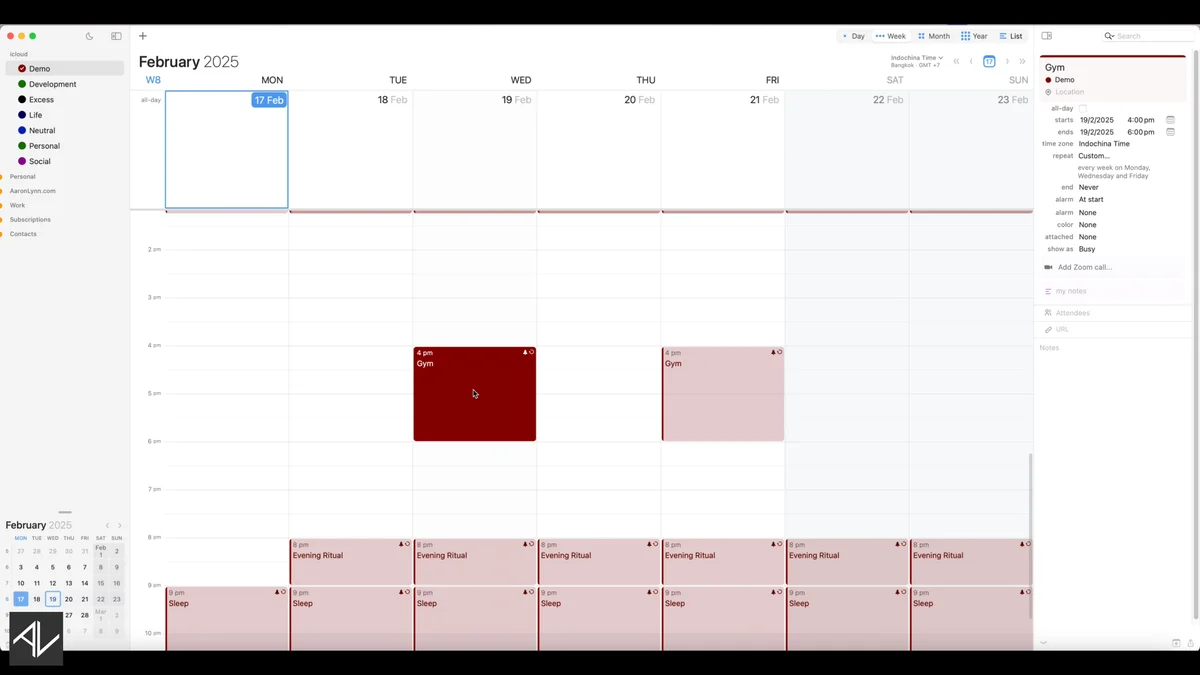 Anti-Fragile Calendar setup: non-negotiable blocks and repeating events in a calendar app