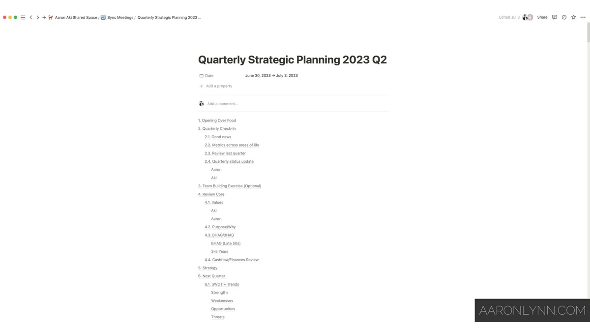 Completed Strategic Planning for Couples